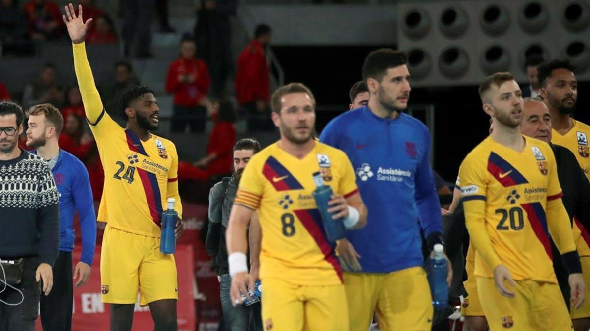 El Barça celebra el pase a la final en la Caja  Mágica