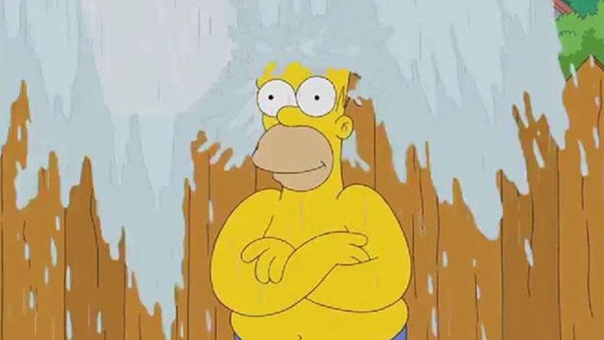 Homer Simpson también se moja.
