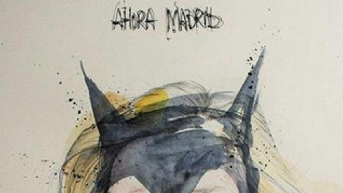 Imagen facilitada por el Movimiento de Liberación Gráfica de Madrid de uno de los dibujos de la alcaldable de Ahora Madrid Manuela Carmena, convertida en Catwoman.