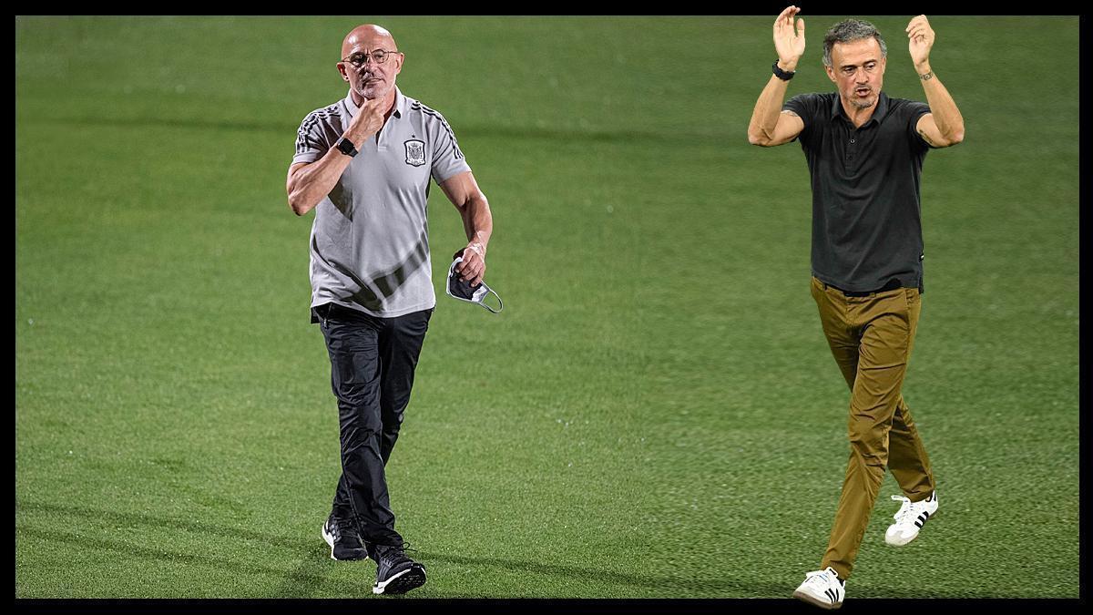 Luis de la Fuente y Luis Enrique. Selección española de fútbol. Seleccionadores. Diciembre 2022.