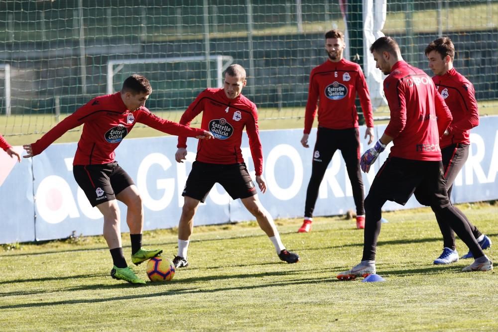 Ejercicios tácticos y acciones de estrategia para preparar la visita del Nàstic de Tarragona a Riazor.