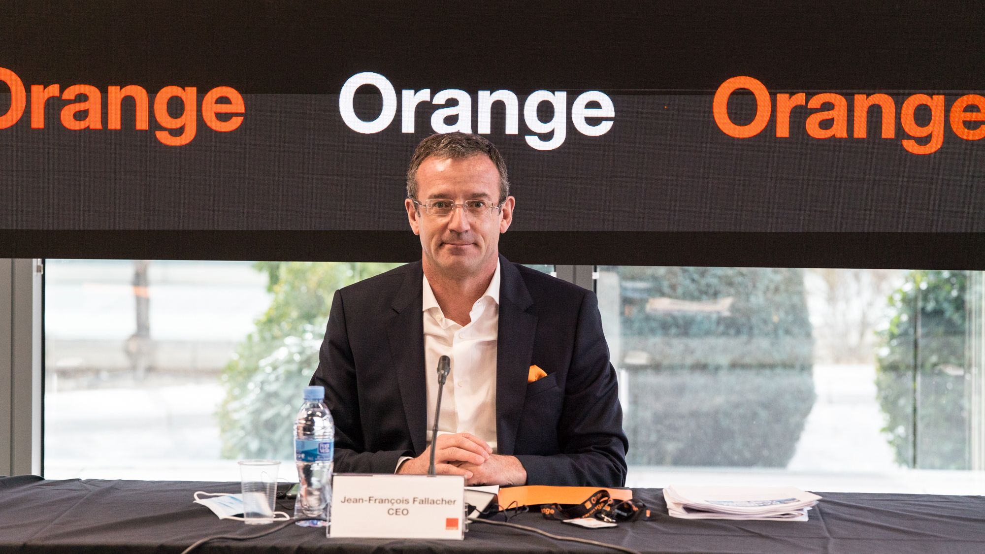 El consejero delegado de Orange España, Jean-François Fallacher, durante la presentación de resultados 2020.