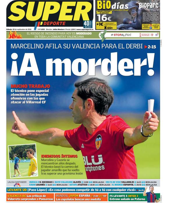 Portada SUPERDEPORTE sábado 22 septiembre 2018