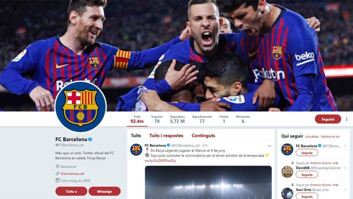 La cabecera de la cuenta de Twitter del FC Barcelona