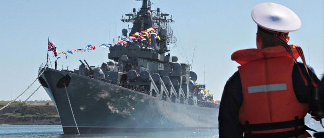 El crucero misilístico “Moskva”, antes del ataque de Ucrania. | Efe