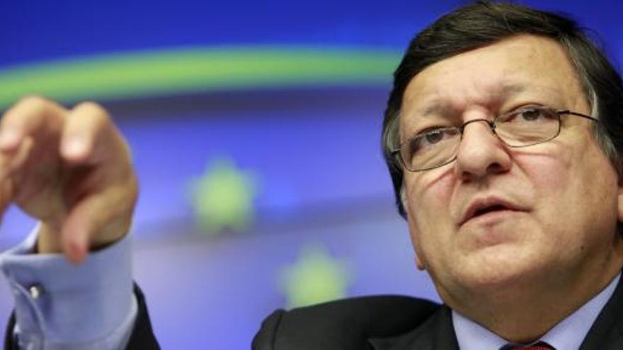 Durao Barroso, durante la rueda de prensa en Bruselas.