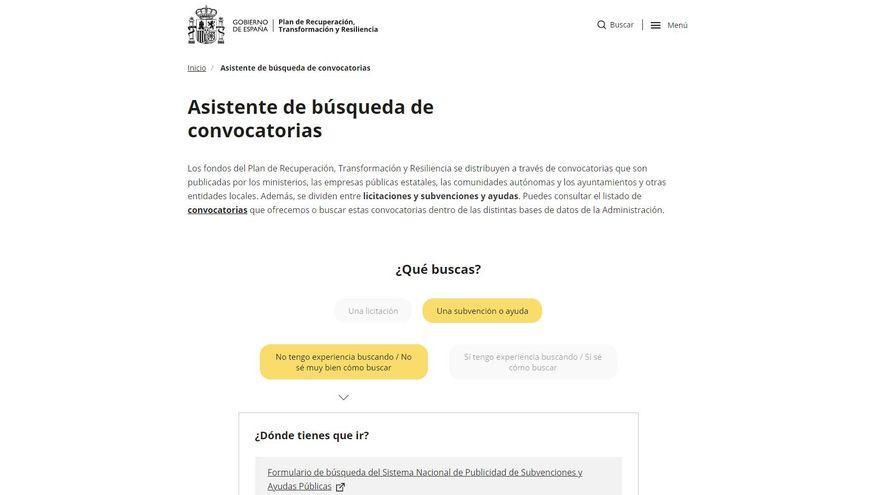 Imagen de la web del Plan de Recuperación, Transformación y Resiliencia del Gobierno.