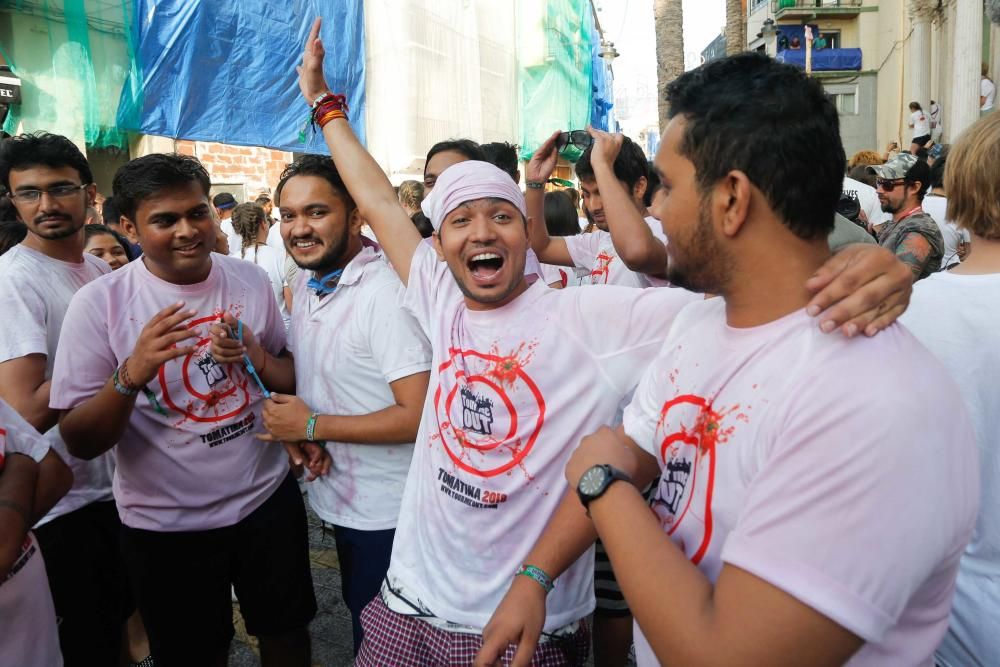 Momentos previos a la Tomatina 2018 en Buñol.