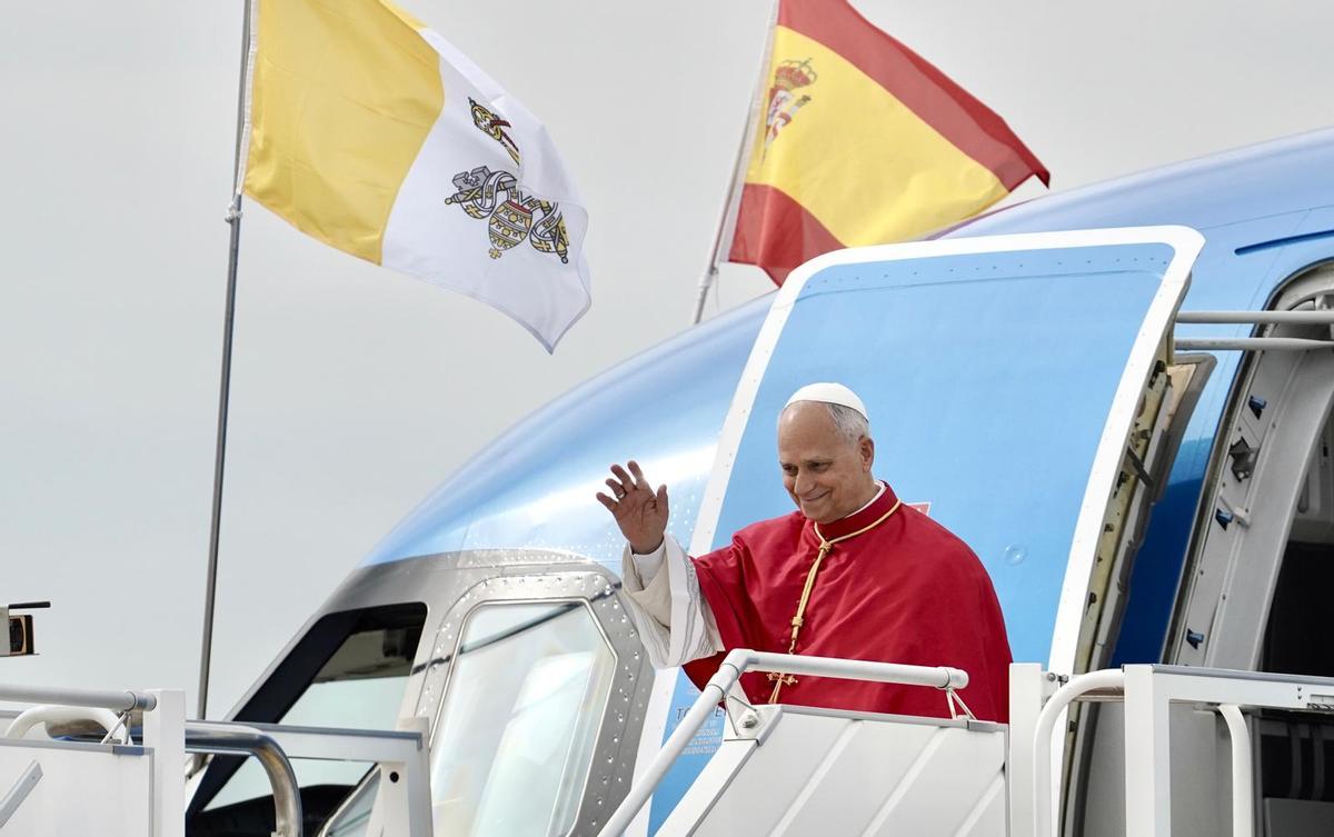 El Papa León XIV en su llegada a Madrid