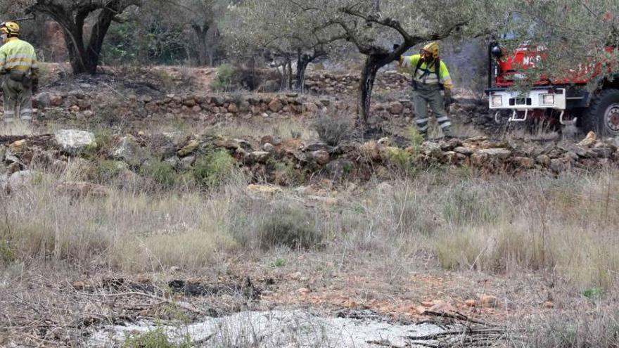 Una quema agrícola, en primer plano, causó la pasada semana un incendio en Segorbe