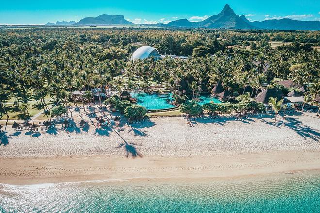 Vista aérea del hotel La Pirogue (Isla Mauricio)