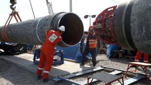 Construcción del gasoducto Nord Stream 2, en la localidad rusa de Kingisepp, en 2019.