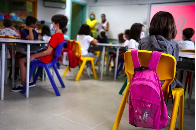 Alumnos de primaria, en un colegio de Boadilla del Monte (Madrid)