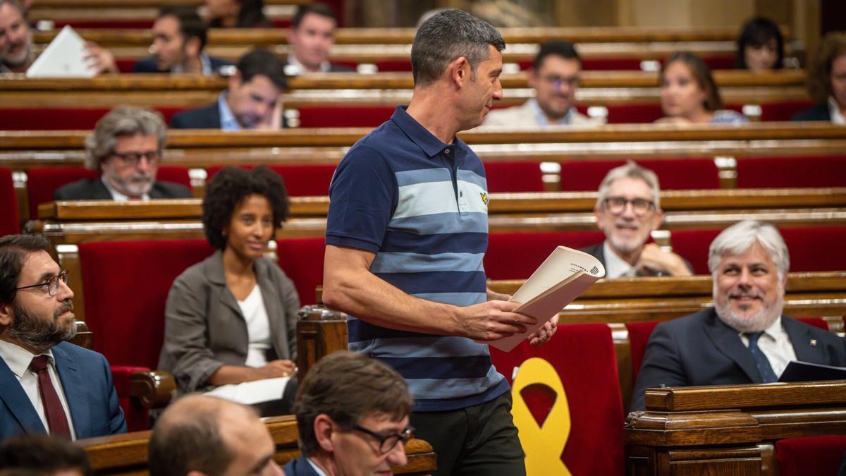 El diputado de la CUP, Xavier Pellicer, en el debate de política general de septiembre de 2025.