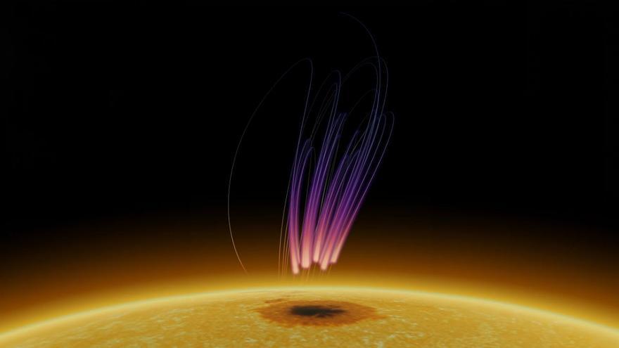 Detectan emisiones de radio similares a auroras sobre las manchas solares
