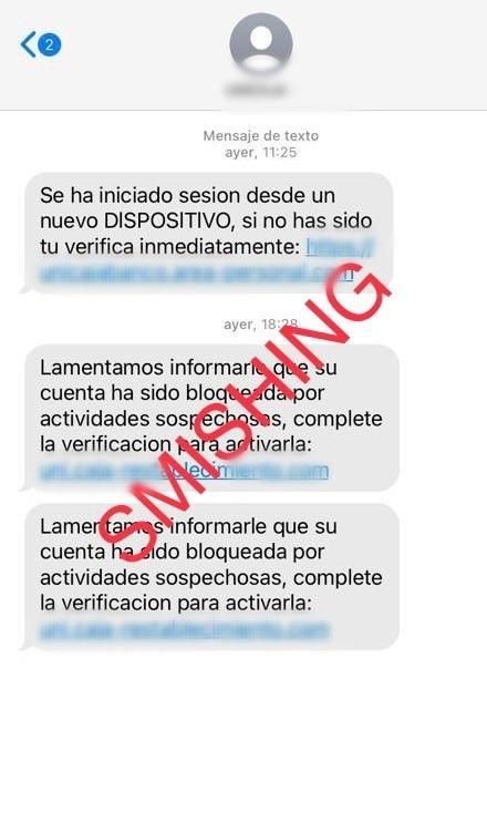 Imagen de un SMS enviado.