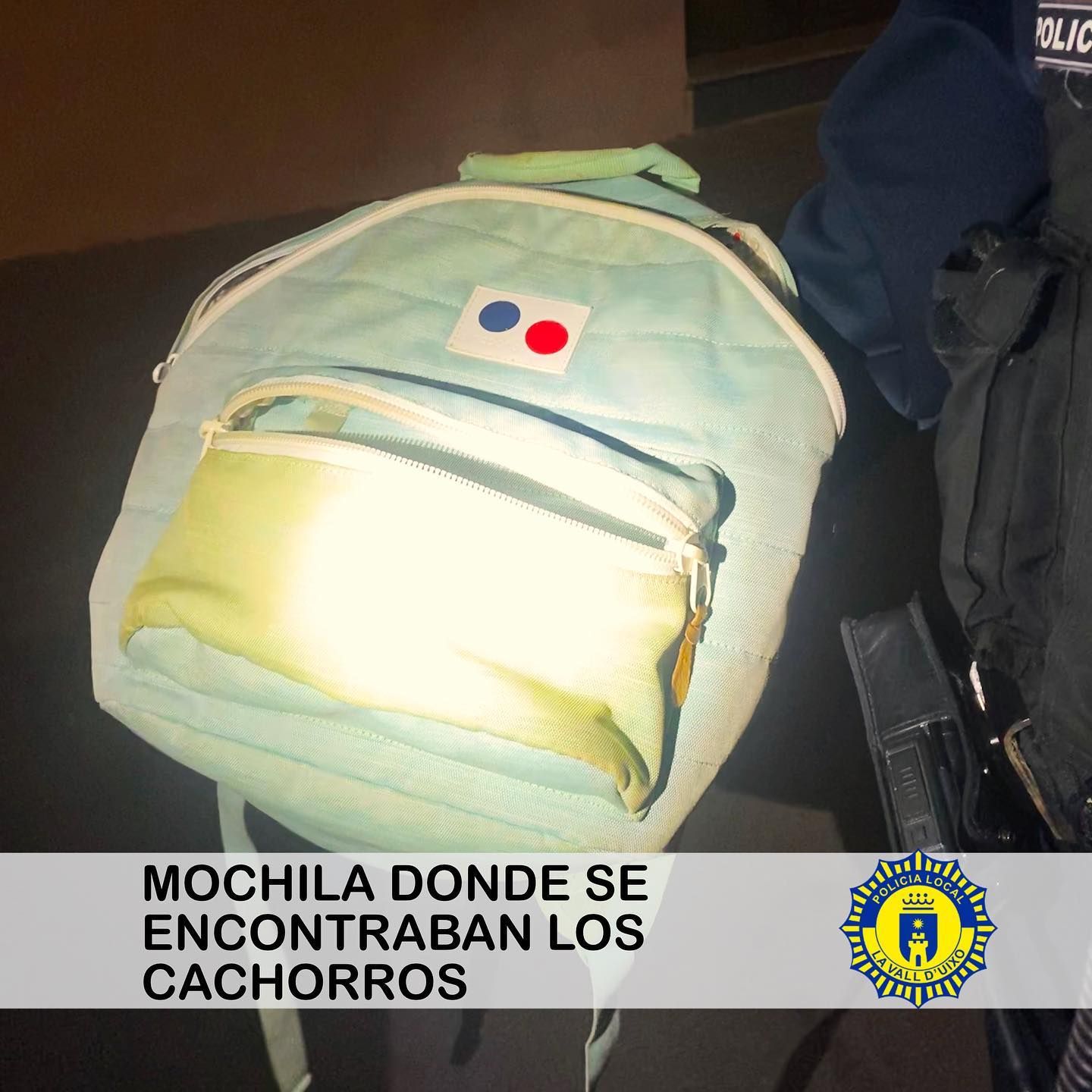 La mochila cuyo propietario está en búsqueda por parte de la Policía Local de la Vall d&#039;Uixó