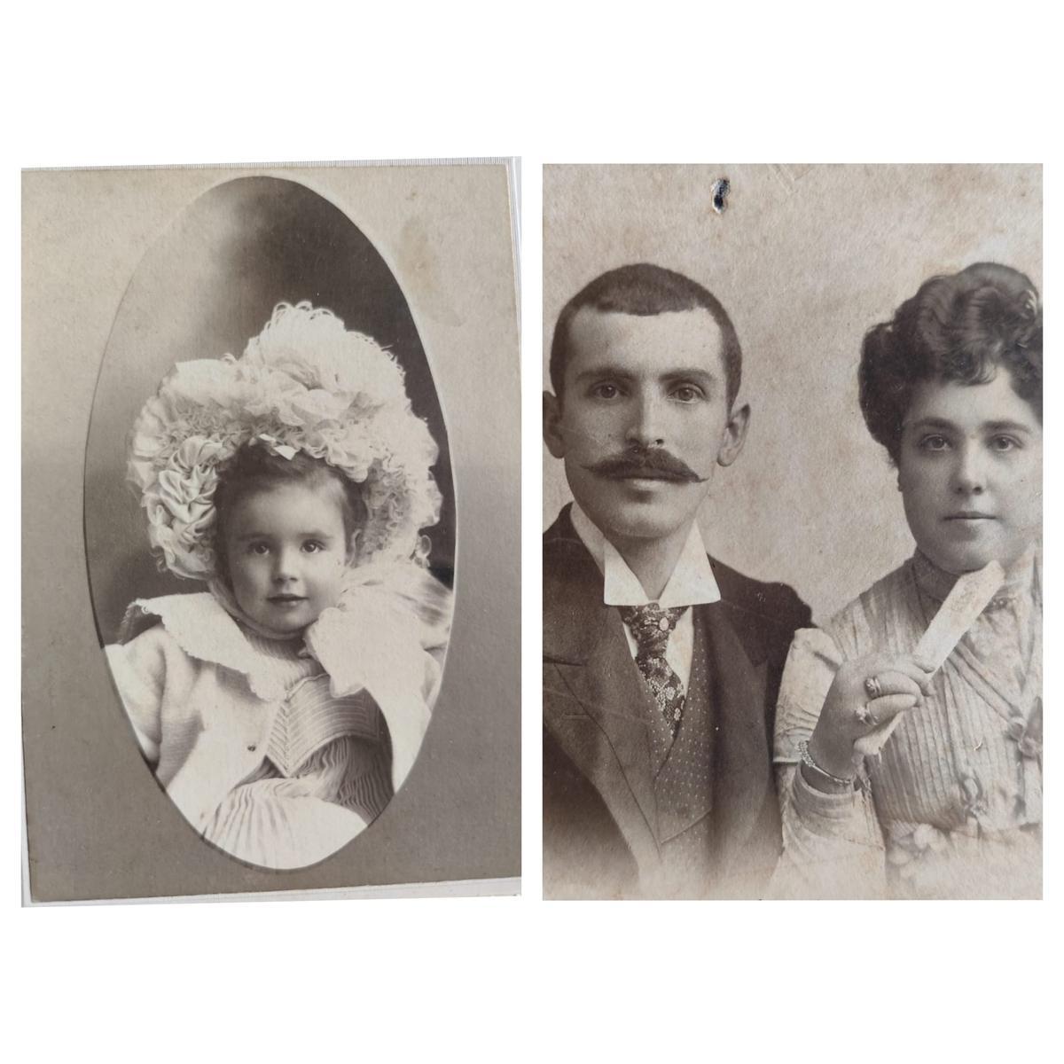 Fotografías de María Josefa y Adolfo Prieto, fundador de las escuelas de Sama.