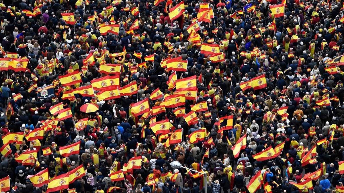 Manifestación de las derechas en la plaza de Colón de Madrid