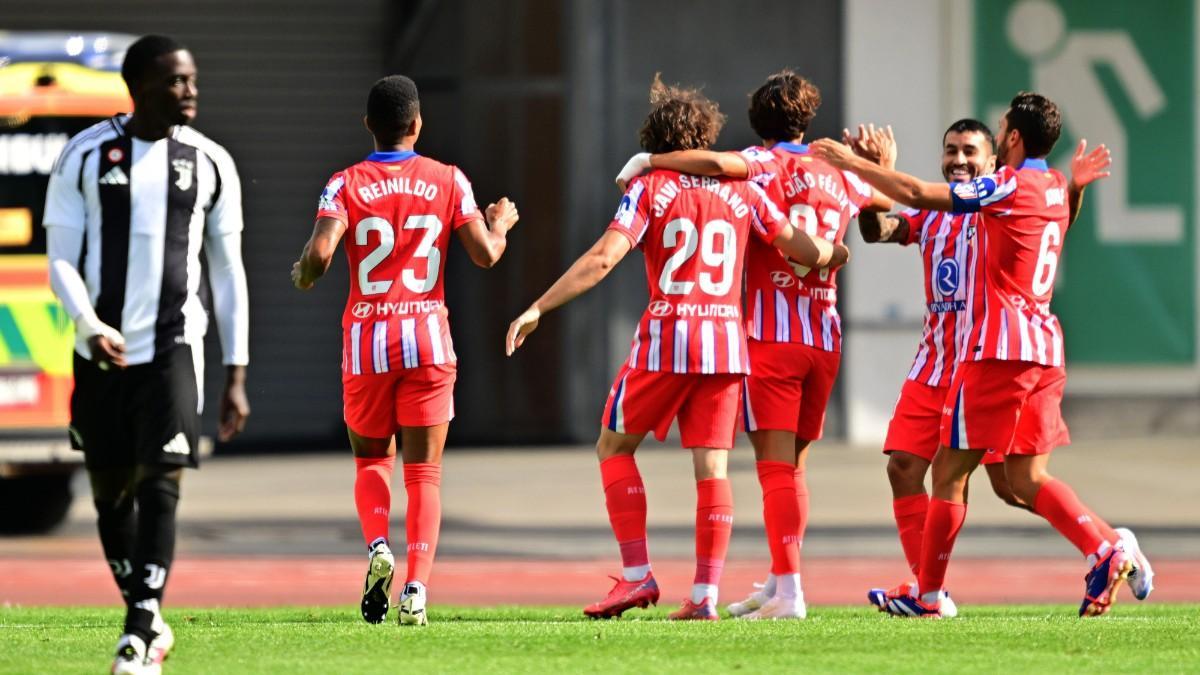 El Atlético, celebrando la victoria ante la Juve