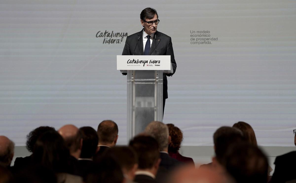 Salvador Illa interviene en la conferencia Catalunya lidera en Madrid