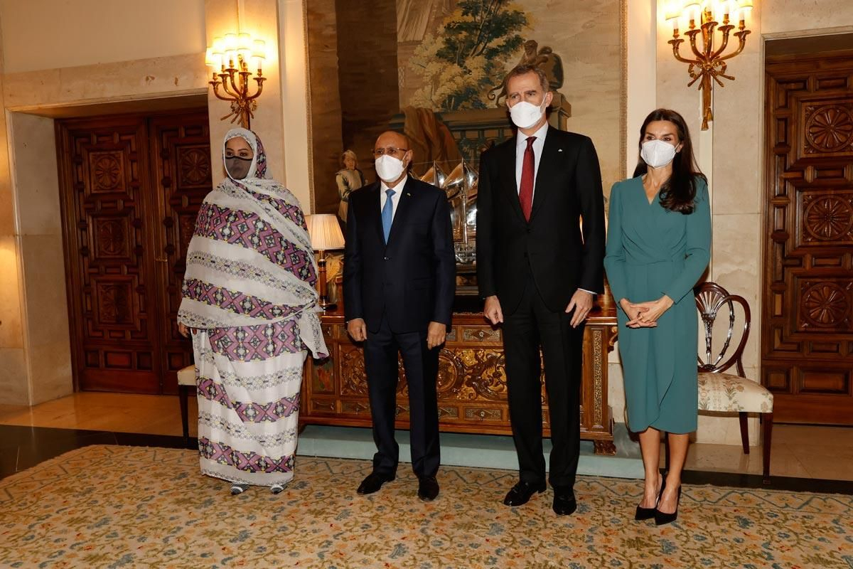 El rey Felipe VI y la reina Letizia reciben al presidente y la primera dama de Mauritania, Mohamed Ould Cheikh El Ghazouani y Mariem Fadel Dah