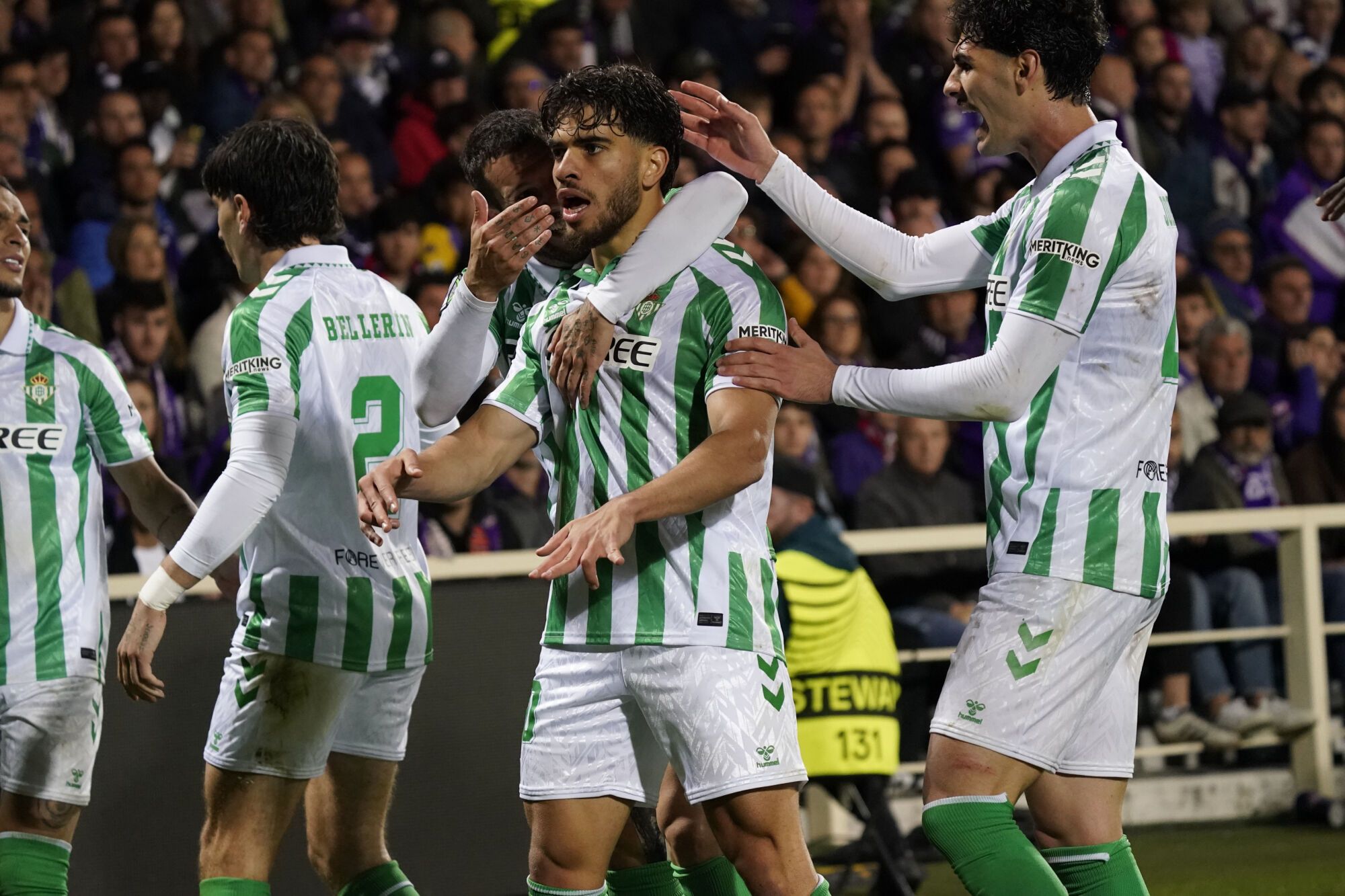 Betis’ Abdessamad Ezzalzuoli celebrates after scoring the goal of 2-2 during the UEFA Conference League soccer match between Fiorentina and Betis at Artemio Franchi stadium in Florence, Italy - Thursday, May 08, 2025. (Photo by Marco Bucco/LaPresse )