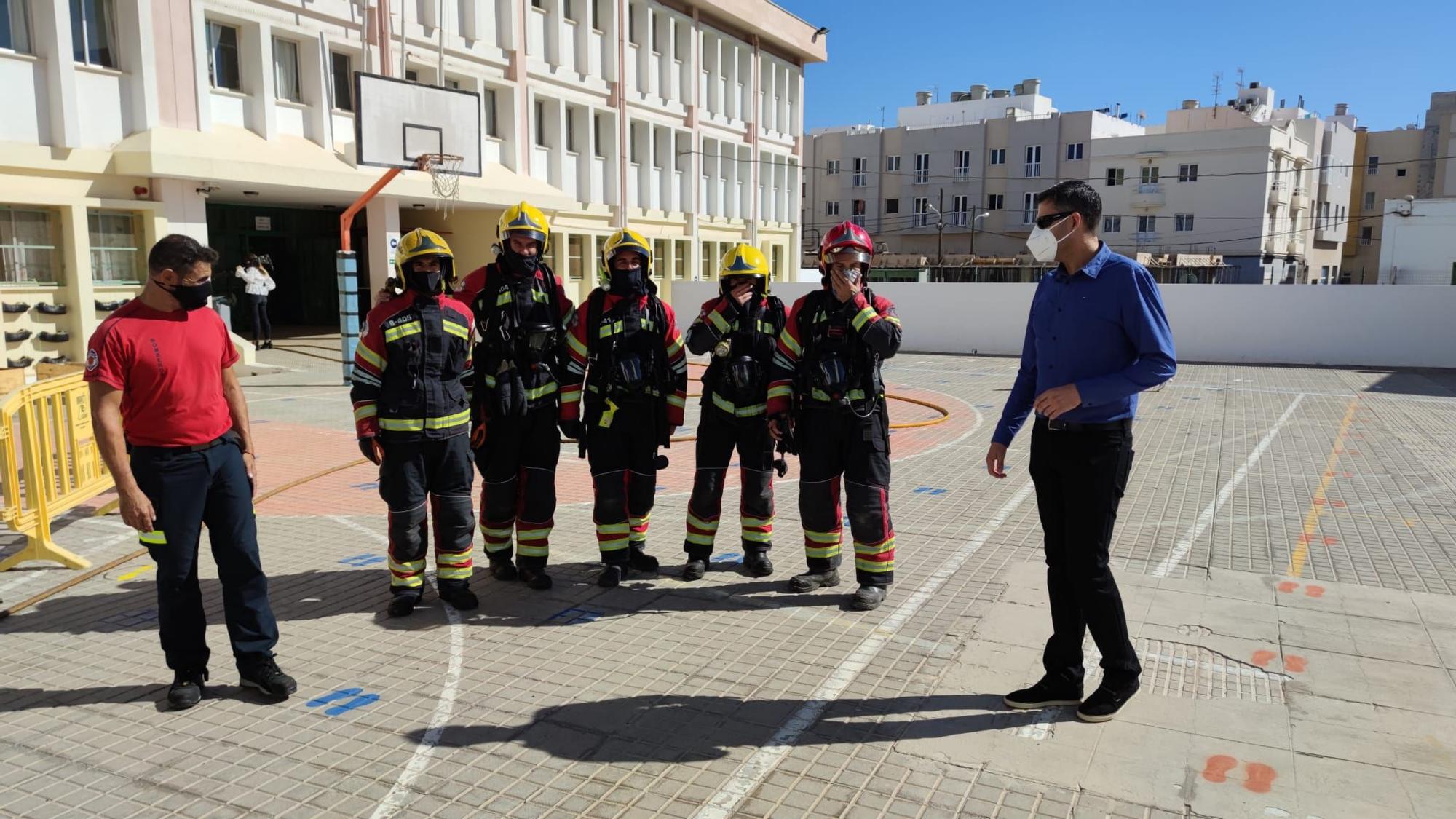 Primer simulacro contraincendios en un colegio con protocolo anticovid