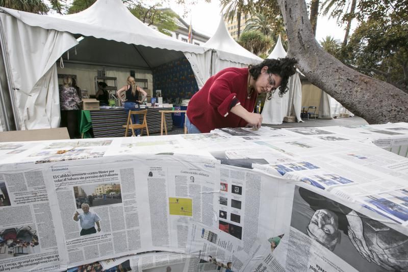 28.05.18. Las Palmas de Gran Canaria. Preparativos de la Feria del Libro. Parque San Telmo. Foto Quique Curbelo  | 28/05/2018 | Fotógrafo: Quique Curbelo