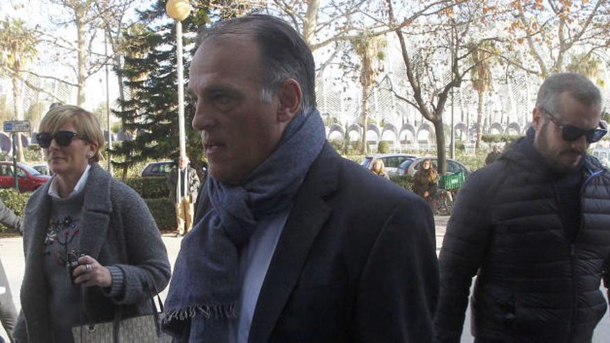 Javier Tebas, presidente de LaLIga, el día de su declaración.