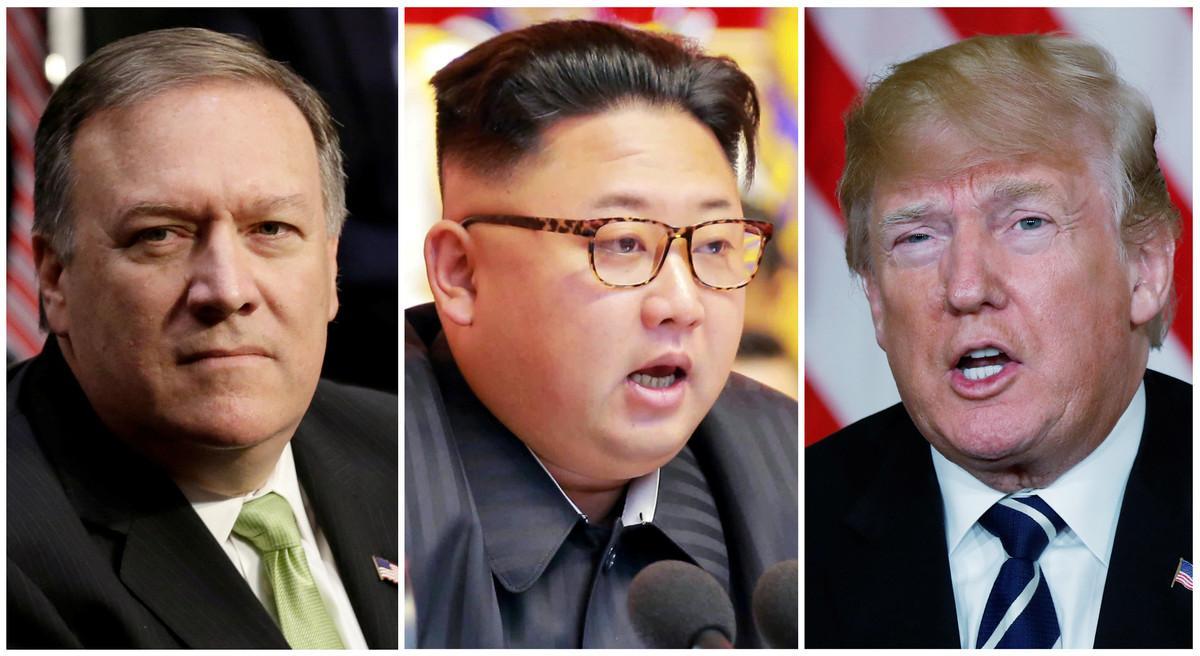 FILE PHOTO: A combination photo shows CIA Director Mike Pompeo (L) in Washington, North Korean leader Kim Jong Un (C) in Pyongyang, North Korea and U.S. President Donald Trump (R), in Palm Beach, Florida, U.S., respectively from Reuters files.   REUTERS/Yuri Gripas (L) & KCNA handout via Reuters & Kevin Lamarque (R)    ATTENTION EDITORS - THIS PICTURE WAS PROVIDED BY A THIRD PARTY. REUTERS IS UNABLE TO INDEPENDENTLY VERIFY THE AUTHENTICITY, CONTENT, LOCATION OR DATE OF THIS IMAGE. FOR EDITORIAL USE ONLY. NOT FOR SALE FOR MARKETING OR ADVERTISING CAMPAIGNS. NO THIRD PARTY SALES. NOT FOR USE BY REUTERS THIRD PARTY DISTRIBUTORS. SOUTH KOREA OUT. NO COMMERCIAL OR EDITORIAL SALES IN SOUTH KOREA.