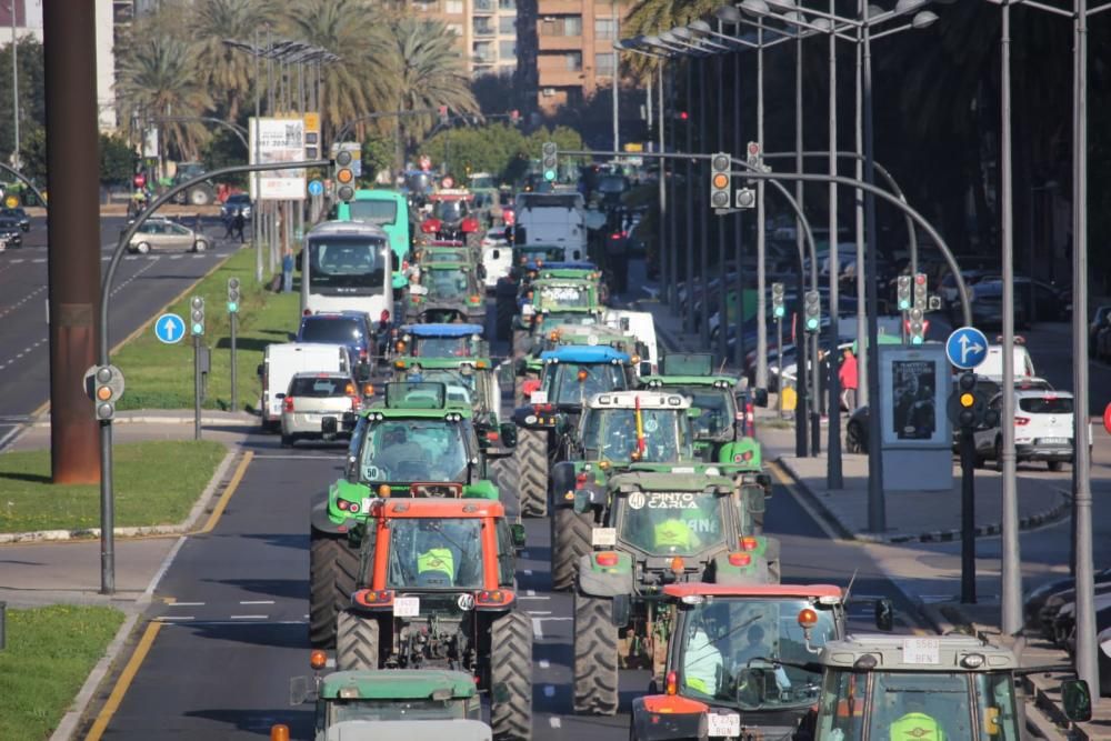 FOTOS: La tractorada de los agricultores toma València