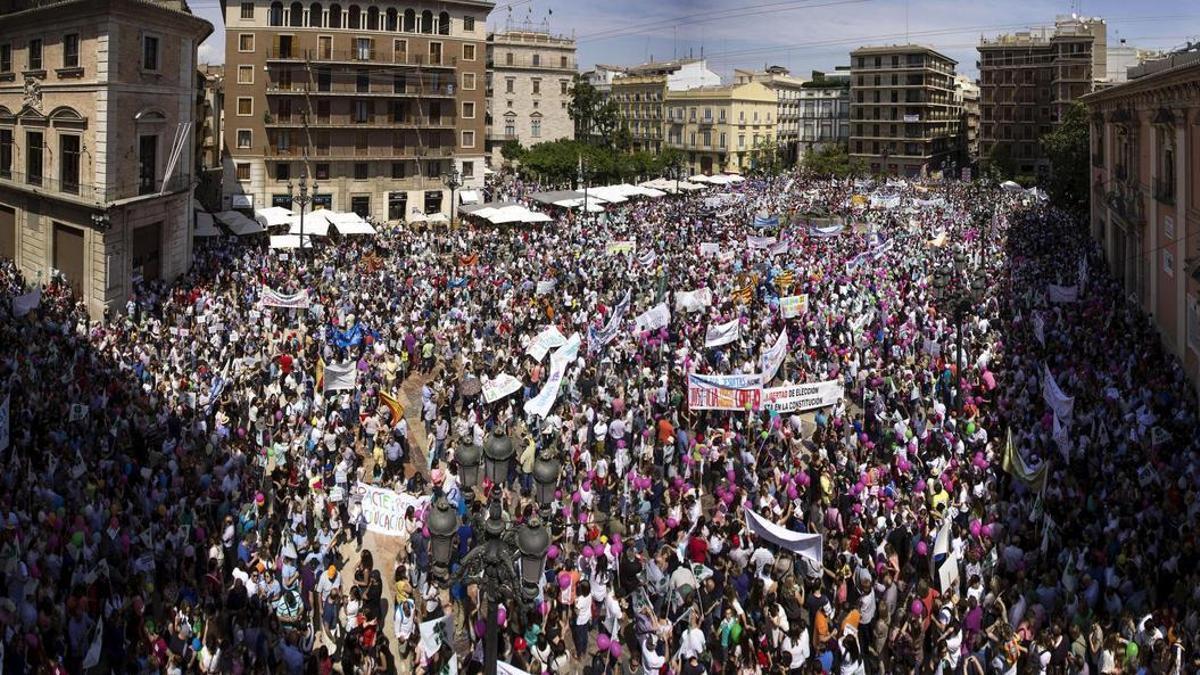 Manifestación en 2016 en València en defensa de la enseñanza concertada.