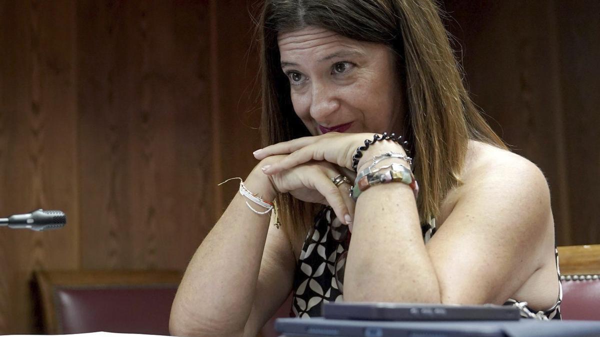 Leire Díez davant de la comissió del cas Koldo al Senat, l’any passat. | JOSÉ LUIS ROCA.