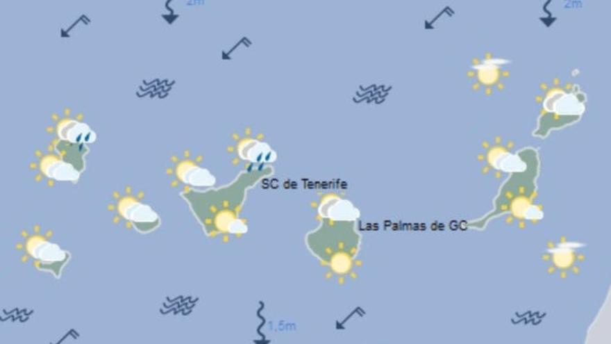 Canarias espera este jueves cielos nubosos y lluvias débiles