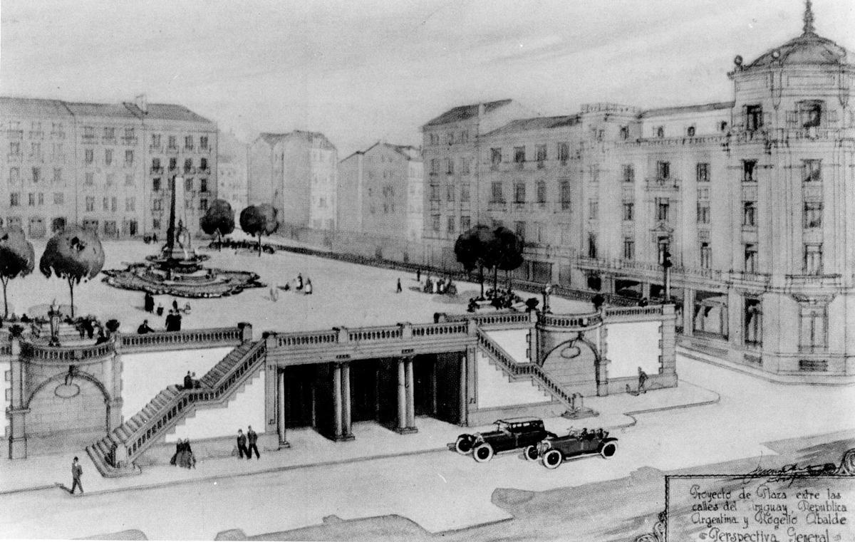 Proyecto para la Praza de Portugal de Jenaro de la Fuente, 1927.