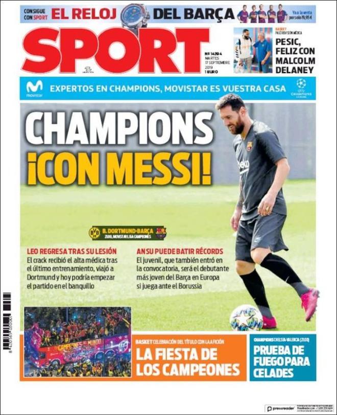 Portadas de la prensa deportiva del 17 de septiembre