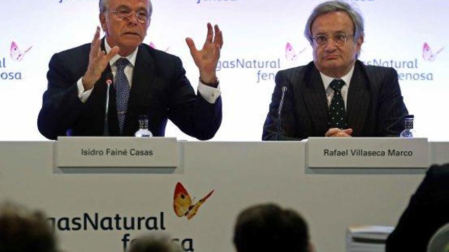 El president de Gas Natural, Isidre Fainé, i el conseller delegat, Rafael Villaseca
