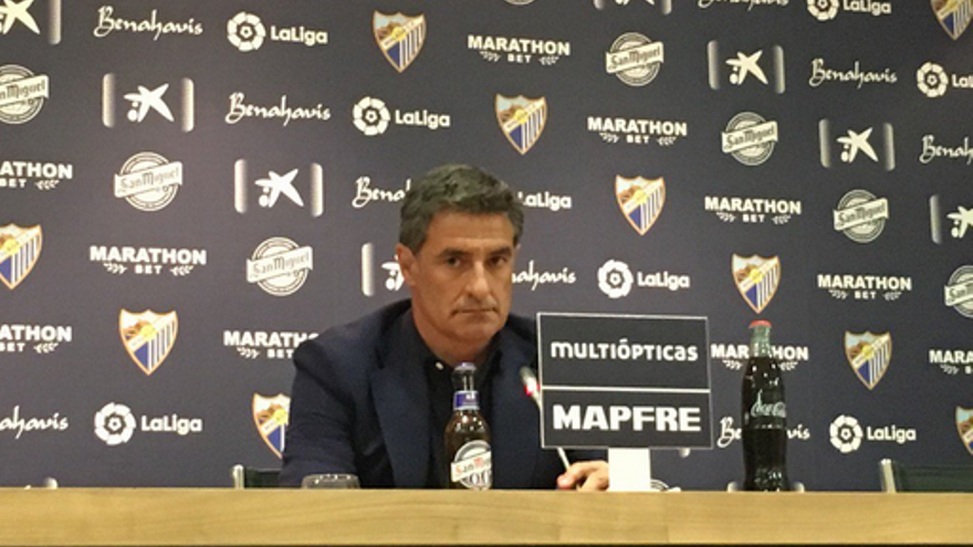 Míchel, en la sala de prensa tras ganar al Valencia.