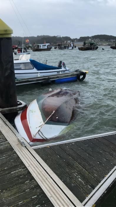 Los efectos del temporal Kurt en Arousa