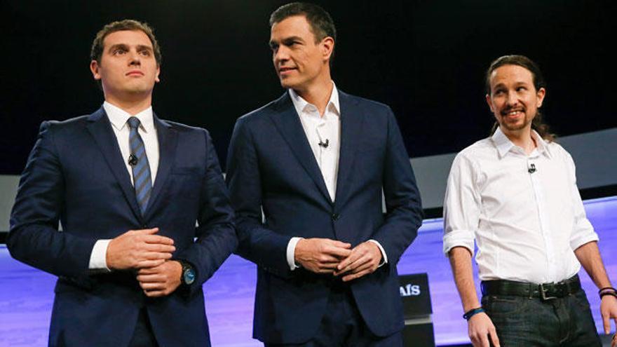 Rivera, Sánchez e Iglesias.