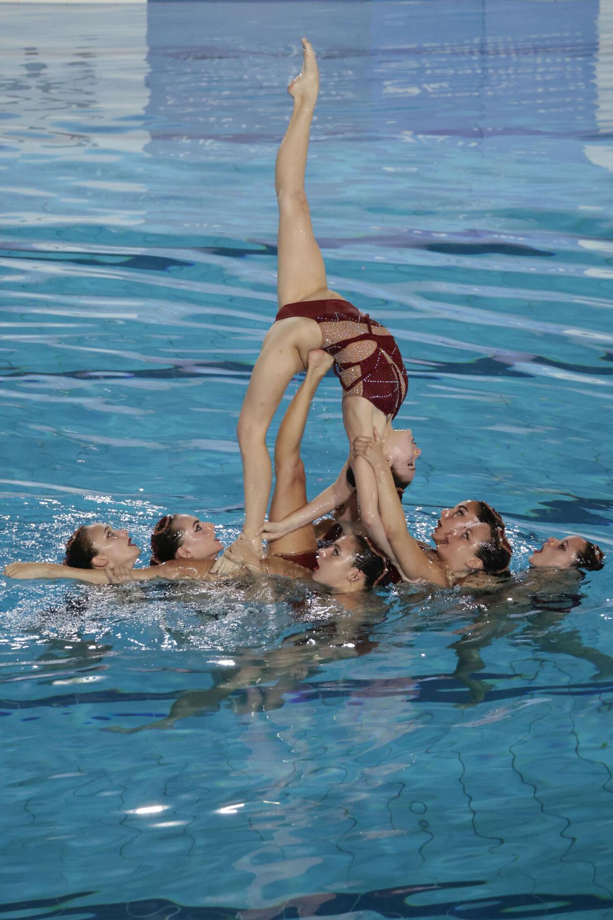 Una de les acrobàcies del combinat estatal durant la rutina lliure