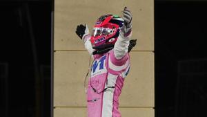 Formula One F1 - Sakhir Grand Prix - Bahrain International Circuit  Sakhir  Bahrain - December 6  2020  Racing Point s Sergio Perez celebrates after winning the race Pool via REUTERS Tolga Bozoglu