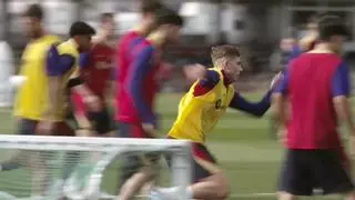 Entrenamiento de recuperación del Barça tras golear al Getafe