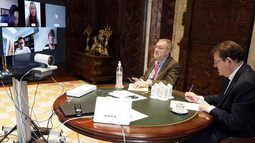 Reunión de Ximo Puig con los responsables de los suministros por coronavirus.
