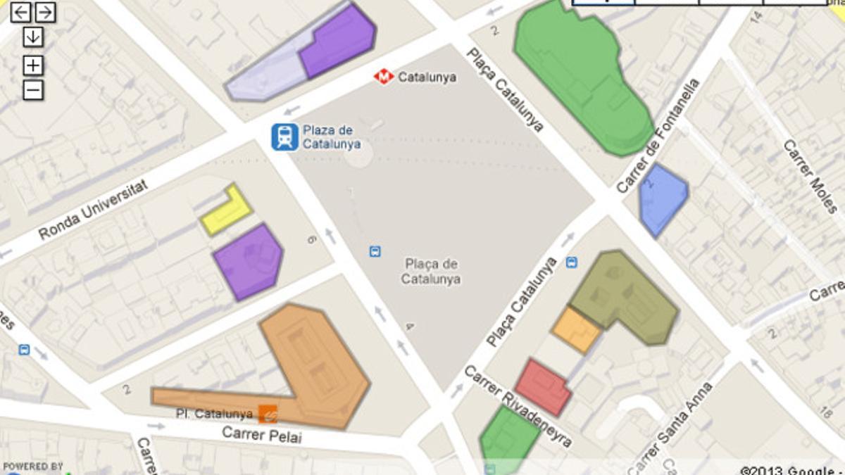 Mapa interactivo de plaza de Catalunya