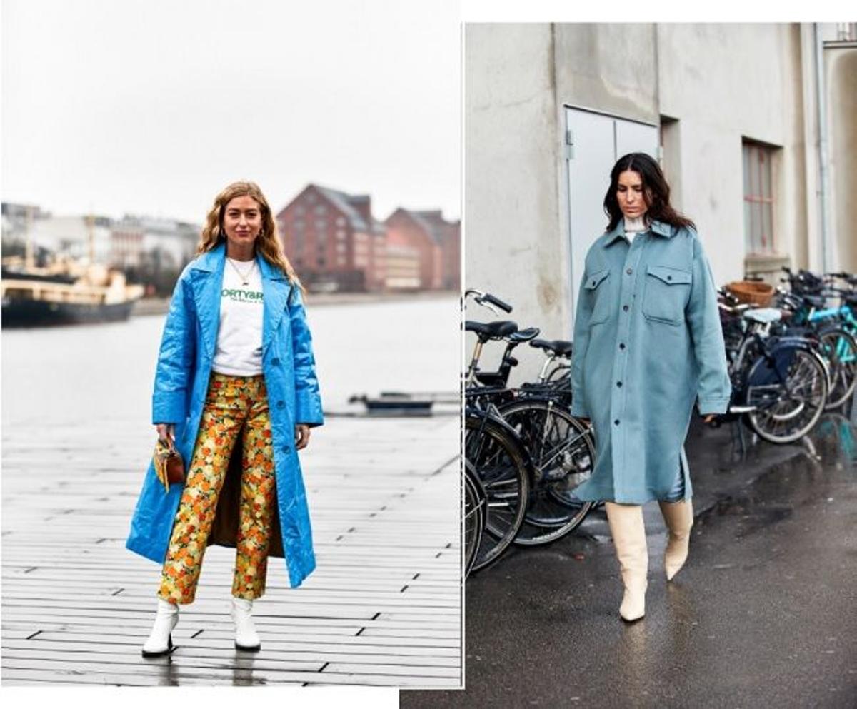 Abrigos azules vistos en el 'street style' de invierno de Copenhague