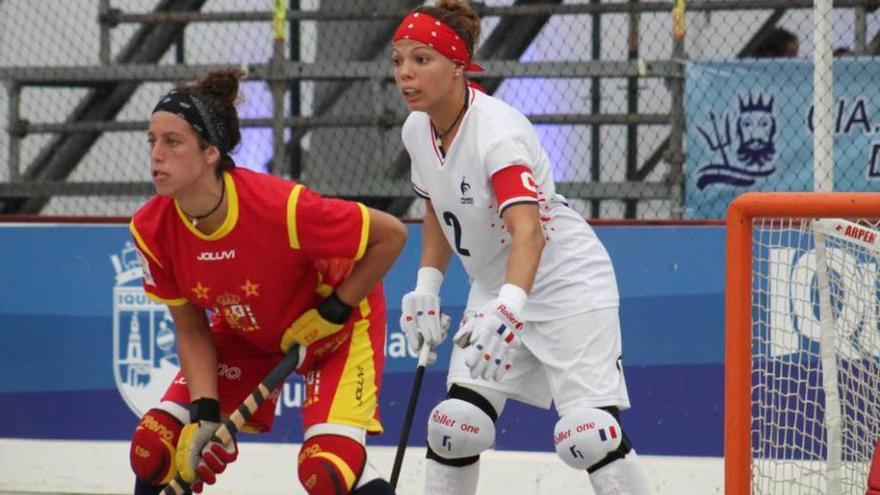 María Díez y Vanessa Daribo, en el partido España-Francia.