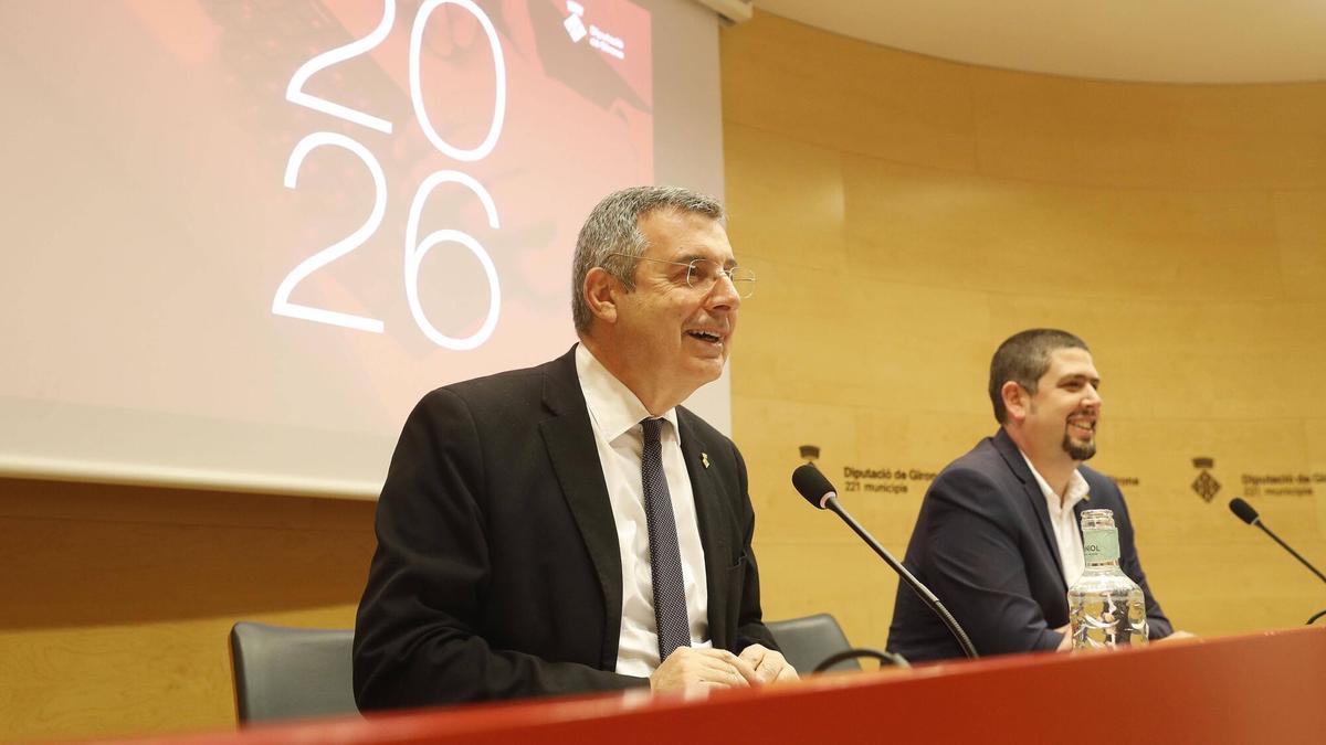 Miquel Noguer i Pau Presas, durant la presentació del pressupost.