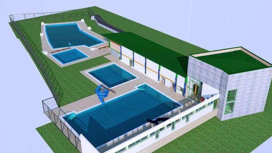 El proyecto de ampliación de las piscinas exteriores, demoliendo la cubierta del inmueble en desuso.